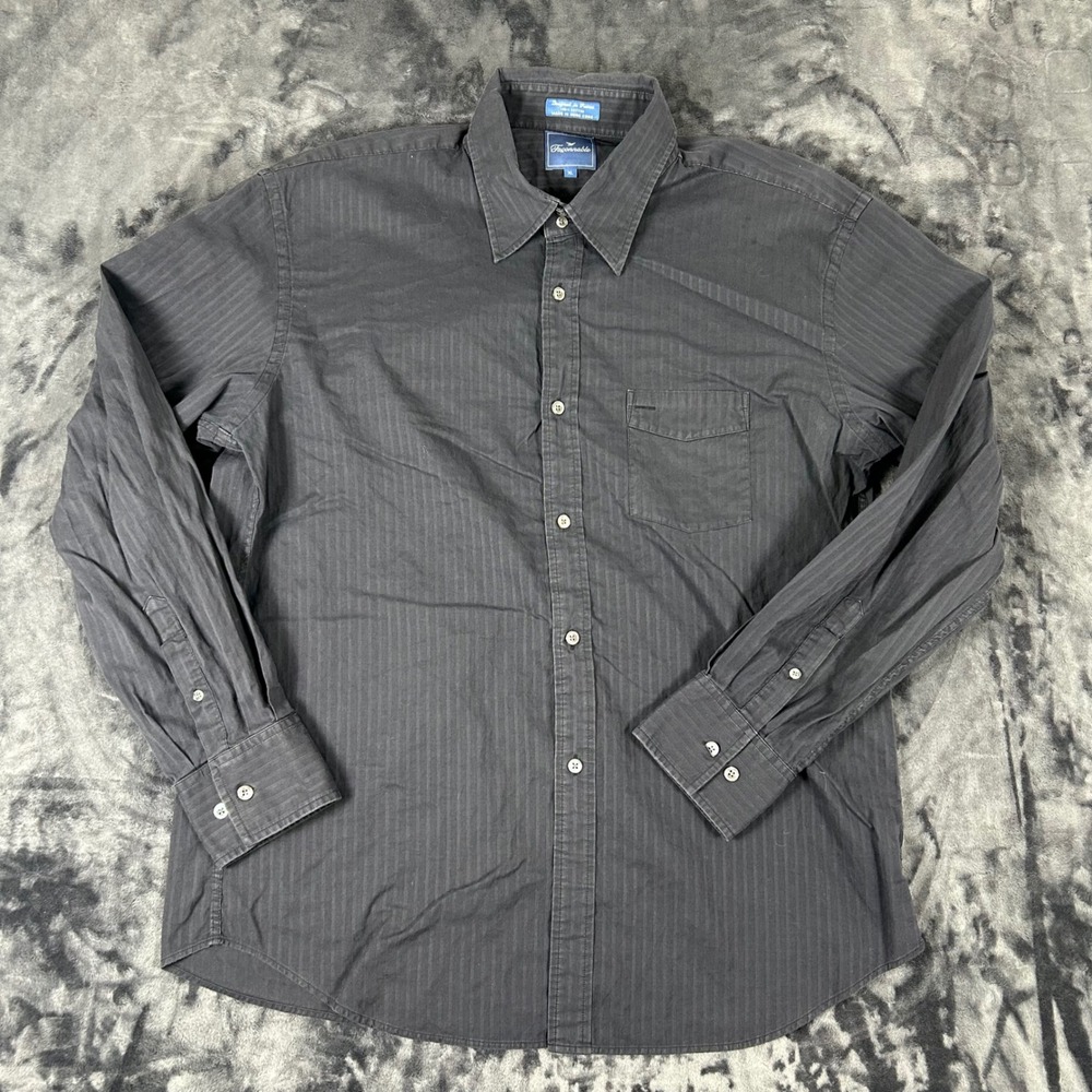 Faconnable Button Down Shirt Mens XL Grey Striped Long‎ Sleeve Cotton 2867